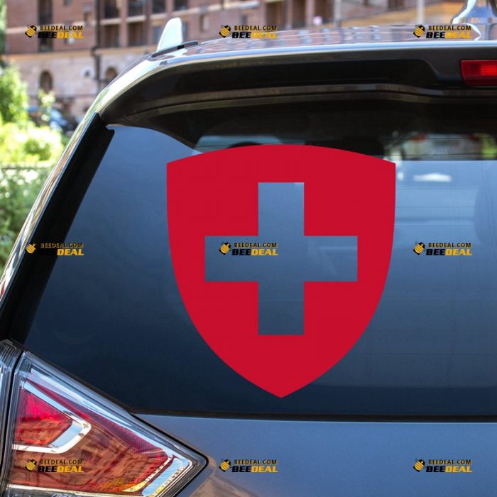 Switzerland Sticker Decal Vinyl, Swiss Coat Of Arms, Single Color – For Car Truck Bumper Bike Laptop – Custom, Choose Size Color – Die Cut No Background 7431109