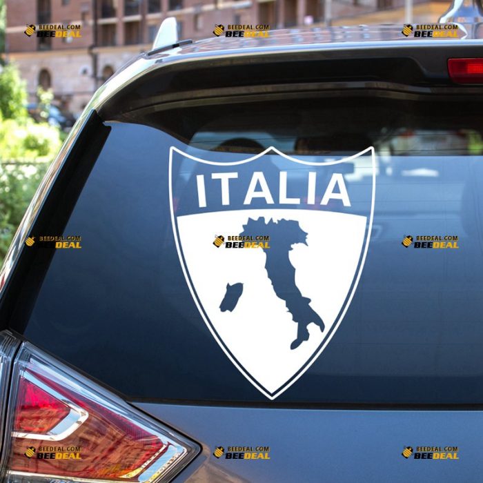 Italy Sticker Decal Vinyl, Italian Map Outline, Shield, Italia – Fit For Alfa Romeo Maserati Fiat Ferrari Car – Custom, Choose Size Color – Die Cut No Background 7331611