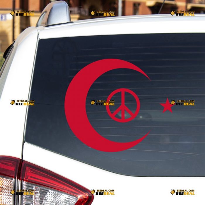 Turkey Sticker Decal Vinyl, Peace Symbol, Star and Crescent, Turkish Flag Al Bayrak – For Car Truck Bumper Bike Laptop – Custom, Choose Size Color – Die Cut No Background 7431036