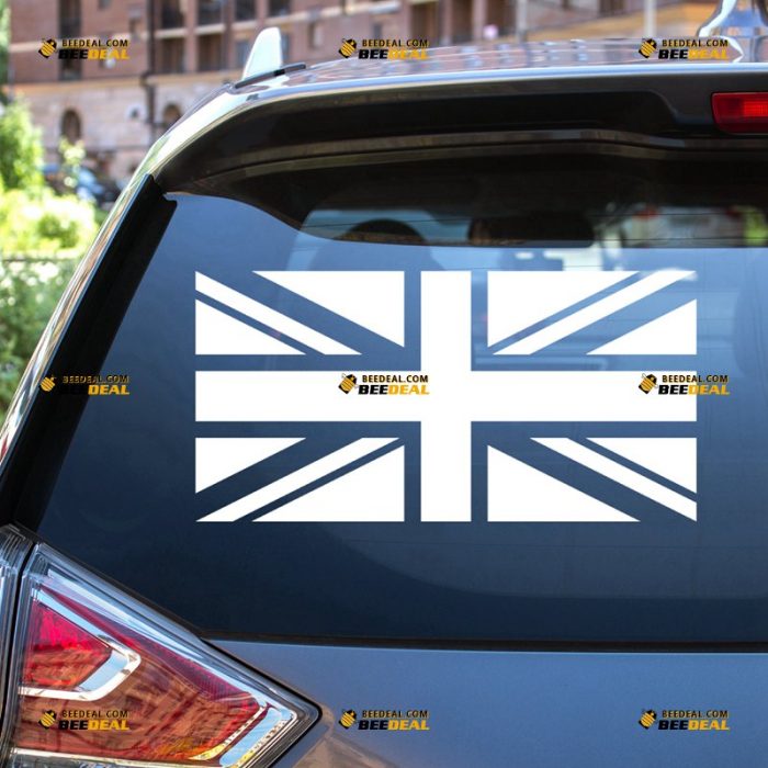 Union Jack Sticker Decal Vinyl, UK British Flag, Single Color Style – For Car Truck Bumper Bike Laptop – Custom, Choose Size Color – Die Cut No Background 7331446