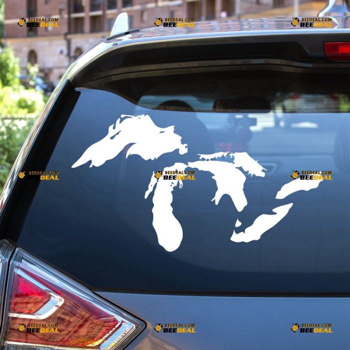 Great Lakes Sticker Decal Vinyl, Laurentian Map Outline, Third Coast – For Car Truck Bumper Bike Laptop – Custom, Choose Size Color – Die Cut No Background