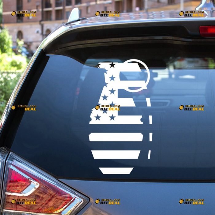 Grenade Sticker Decal Vinyl, American Flag – For Car Truck Bumper Bike Laptop – Custom, Choose Size Color – Die Cut No Background 7431306