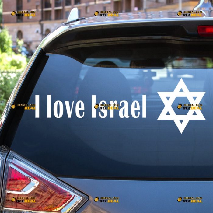 I Love Israel Sticker Decal Vinyl, Star of David – For Car Truck Bumper Bike Laptop – Custom, Choose Size Color – Die Cut No Background