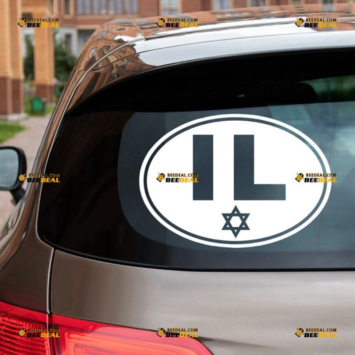 Israel Sticker Decal Vinyl, Israeli Oval Country Code IL, Jewish Star Of David – For Car Truck Bumper Bike Laptop – Custom, Choose Size Color – Die Cut No Background 7331614