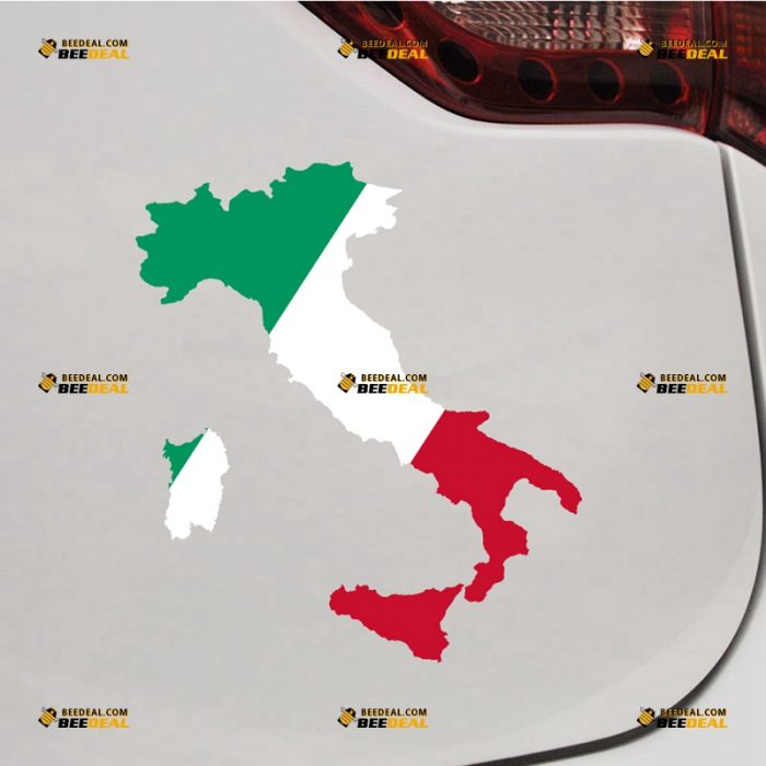 Italian Map Sticker Decal Vinyl, Italia Italy Flag – Fit For Alfa Romeo Maserati Fiat Ferrari Car – Custom, Choose Size – Die Cut No Background 7331609