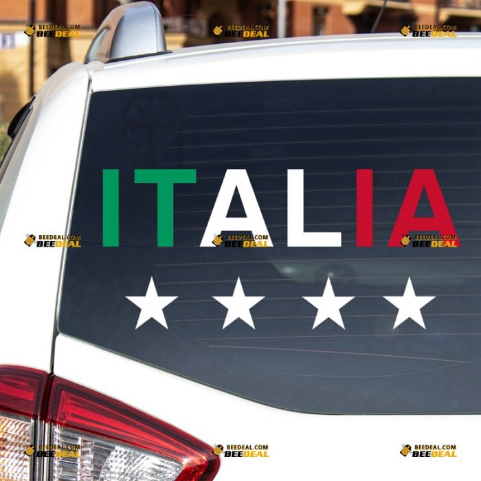 Italy Sticker Decal Vinyl, Italian Flag, World Cup 4 Champion Stars – For Car Truck Bumper Bike Laptop – Custom, Choose Size – Die Cut No Background 7331443