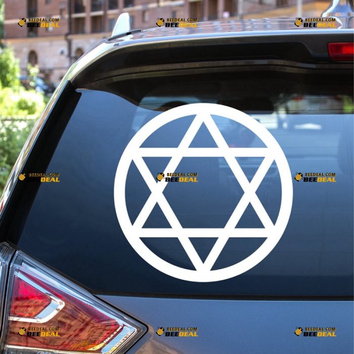 Star Of David Sticker Decal Vinyl, Jewish Magen, Israeli, Circle – For Car Truck Bumper Bike Laptop – Custom, Choose Size Color – Die Cut No Background 7331628