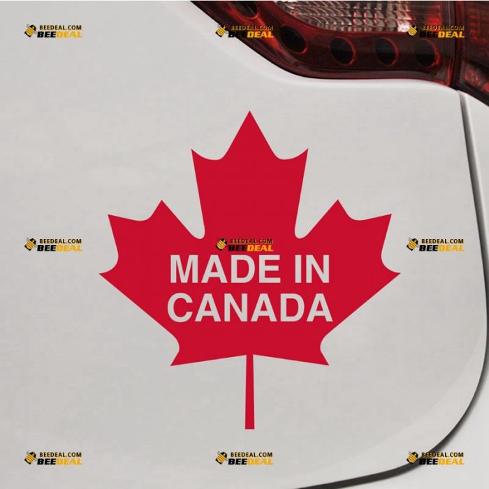 Made In Canada Sticker Decal Vinyl, Canadian Maple Leaf – For Car Truck Bumper Bike Laptop – Custom, Choose Size Color – Die Cut No Background 7431848