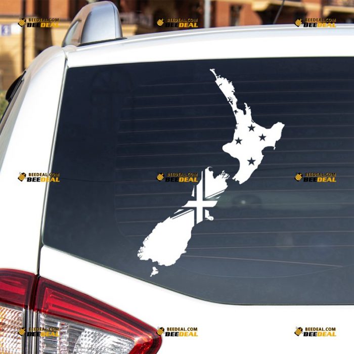 New Zealand Sticker Decal Vinyl, NZ Country Map And Flag, Single Color – For Car Truck Bumper Bike Laptop – Custom, Choose Size Color – Die Cut No Background 7332211