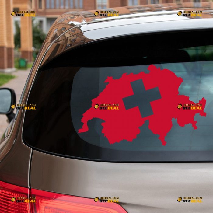 Switzerland Sticker Decal Vinyl, Swiss Map And Flag, Home Pride – For Car Laptop Window Boat – Custom, Choose Size Color – Die Cut No Background 7431103