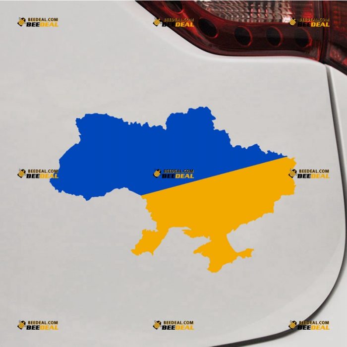 Ukraine Sticker Decal Vinyl, Ukrainian Map And Flag – For Car Truck Bumper Bike Laptop – Custom, Choose Size – Die Cut No Background 7431030