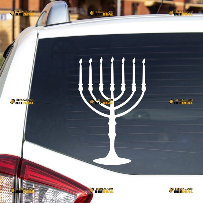 Menorah Sticker Decal Vinyl, Jewish Israel, 7 Branches – For Car Truck Bumper Bike Laptop – Custom, Choose Size Color – Die Cut No Background 7331604