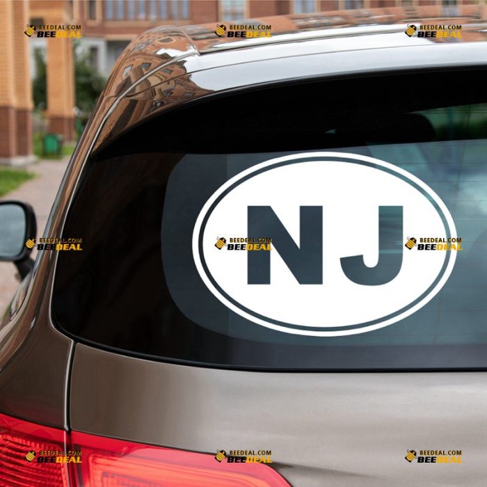 New Jersey Sticker Decal Vinyl, American NJ State Oval Code – For Car Truck Bumper Bike Laptop – Custom, Choose Size Color – Die Cut No Background 7431304