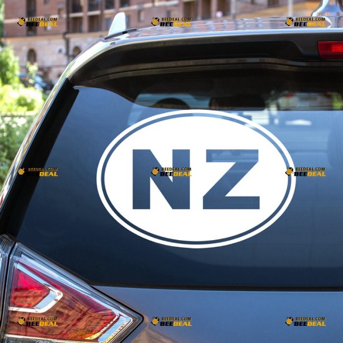 New Zealand Sticker Decal Vinyl, Oval Country Code NZ – For Car Truck Bumper Bike Laptop – Custom, Choose Size Color – Die Cut No Background