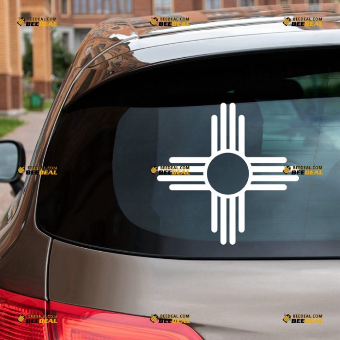 New Mexico Sticker Decal Vinyl, NM State Ancient Zia Sun Symbol, Single Color – For Car Truck Bumper Bike Laptop – Custom, Choose Size Color – Die Cut No Background 7431302