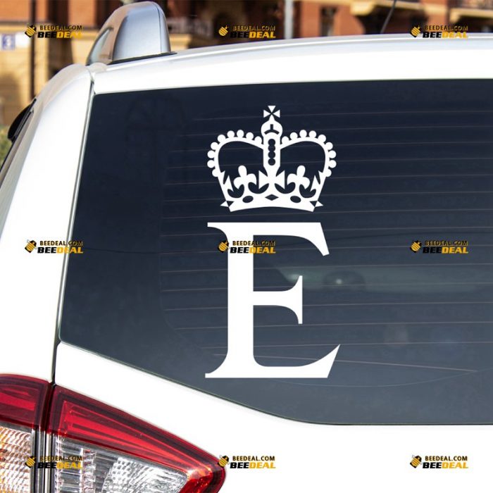 Elizabeth II Sticker Decal Vinyl, Personal Flag Of Queen, Crown – For Car Truck Bumper Bike Laptop – Custom, Choose Size Color – Die Cut No Background 7331247