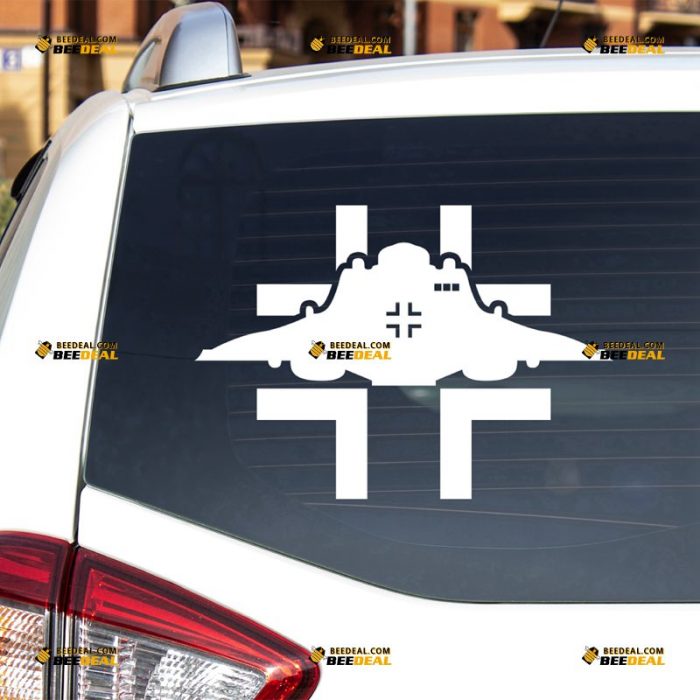 Haunebu Sticker Decal Vinyl, Reichsflugscheibe, Luftwaffe UFO, Iron Cross – For Car Truck Bumper Bike Laptop – Custom, Choose Size Color – Die Cut No Background