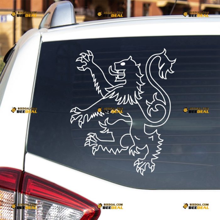 Lion Rampant Sticker Decal Vinyl, Scottish Coat Of Arms, Scotland Lion Outline – For Car Truck Bumper Bike Laptop – Custom, Choose Size Color – Die Cut No Background 7431043