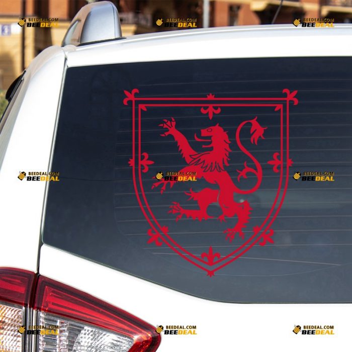 Lion Rampant Sticker Decal Vinyl, Scottish Coat Of Arms, Scotland, Single Color – For Car Truck Bumper Bike Laptop – Custom, Choose Size Color – Die Cut No Background 7431038