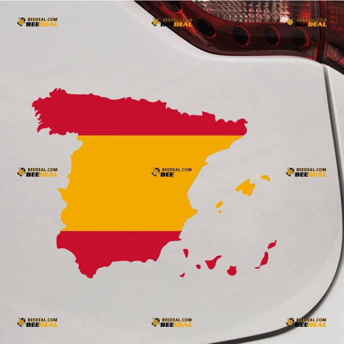 Spain Sticker Decal Vinyl, Spanish Map And Flag, Espana – For Car Truck Bumper Bike Laptop – Custom, Choose Size – Die Cut No Background 7332224