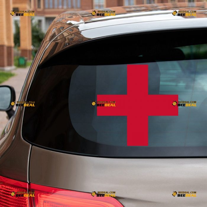 Switzerland Sticker Decal Vinyl, Swiss Flag Cross – For Car Laptop Window Boat – Custom, Choose Size Color – Die Cut No Background