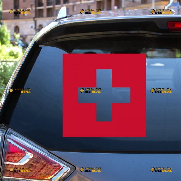 Switzerland Sticker Decal Vinyl, Swiss Flag, Single Color – For Car Laptop Window Boat – Custom, Choose Size Color – Die Cut No Background 7431101