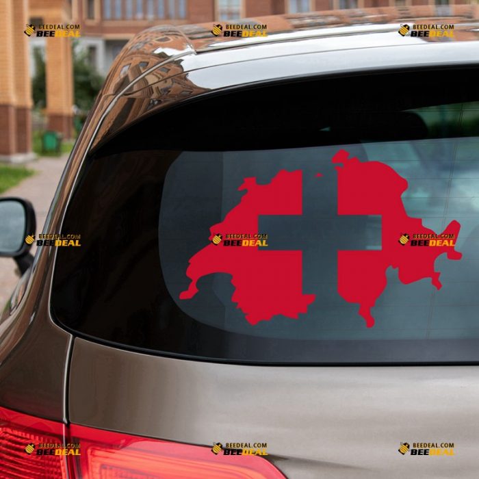 Switzerland Sticker Decal Vinyl, Swiss Map And Flag, Home Pride – For Car Truck Bumper Bike Laptop – Custom, Choose Size Color – Die Cut No Background 7431058