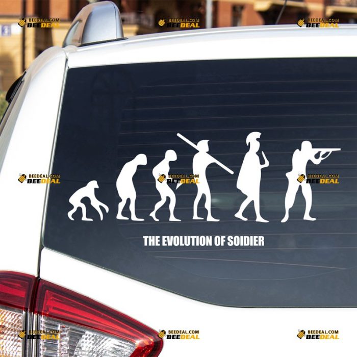 The Evolution Of Soldier Sticker Decal Vinyl, Funny Rifle Gun Rights – For Car Truck Bumper Bike Laptop – Custom, Choose Size Color – Die Cut No Background