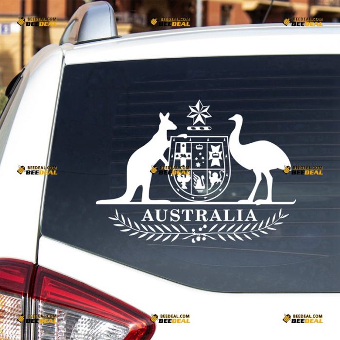 Australia Sticker Decal Vinyl, Australian Coat Of Arms, Single Color – For Car Truck Bumper Bike Laptop – Custom, Choose Size Color – Die Cut No Background