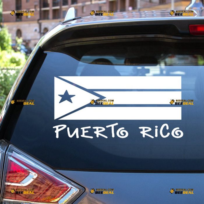 Puerto Rico Sticker Decal Vinyl, PR Flag, Single Color – For Car Truck Bumper Bike Laptop – Custom, Choose Size Color – Die Cut No Background 7432315