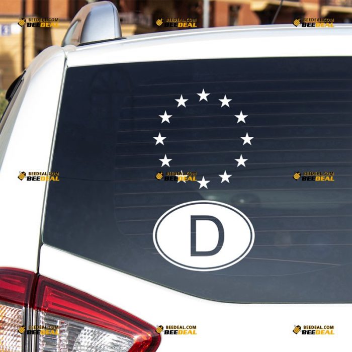 Germany Sticker Decal Vinyl, European Union Flag, Germany Oval Code D – For Car Truck Bumper Bike Laptop – Custom, Choose Size Color – Die Cut No Background 7432246