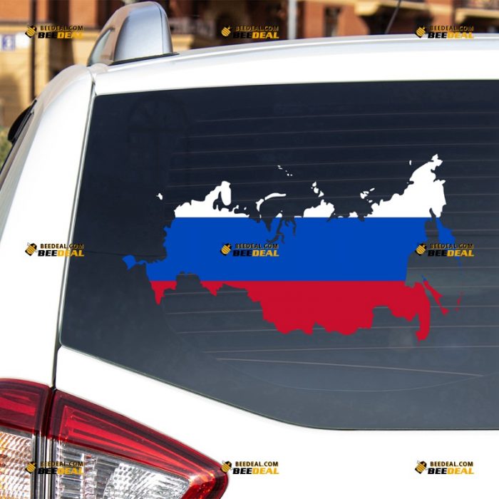 Russia Sticker Decal Vinyl, Russian Map Outline, Flag Color – For Car Truck Bumper Bike Laptop – Custom, Choose Size – Die Cut No Background 7432239