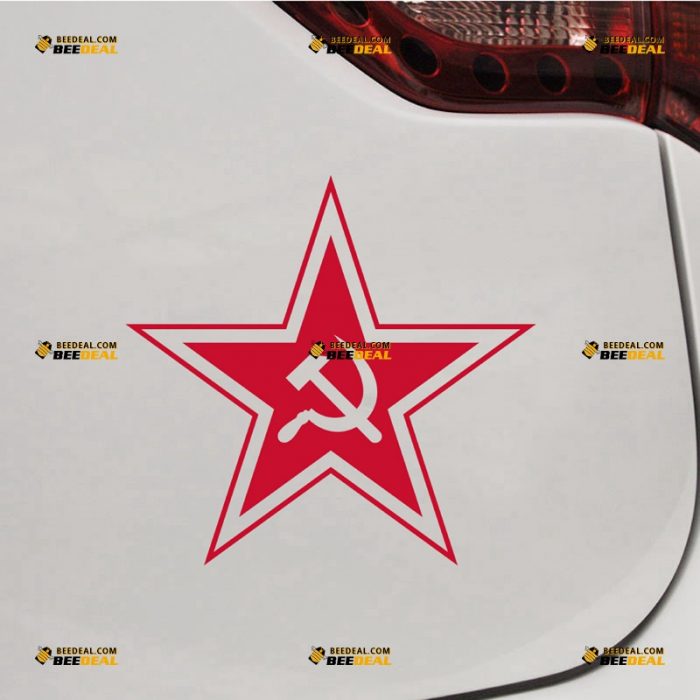 Soviet Union Sticker Decal Vinyl, Soviet Air Forces Red Star, USSR CCCP Sickle and Hammer – For Car Truck Bumper Bike Laptop – Custom, Choose Size Color – Die Cut No Background 7432215