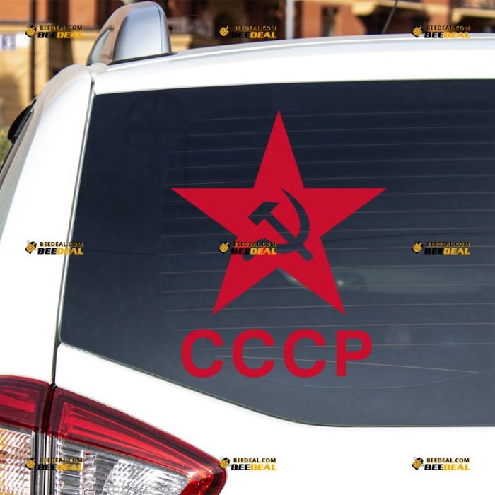 Soviet Union Sticker Decal Vinyl, USSR, CCCP Red Star, Sickle and Hammer – For Car Truck Bumper Bike Laptop – Custom, Choose Size Color – Die Cut No Background 7432207