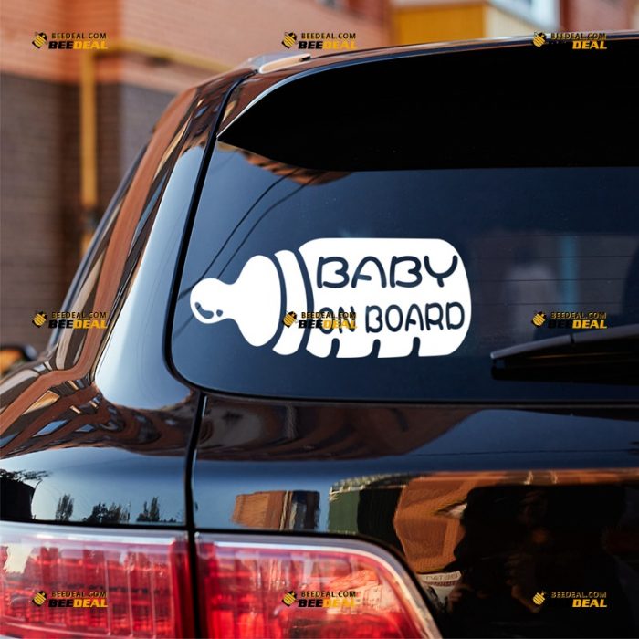 Baby On Board Sticker Decal Vinyl, Kid In Car, Feeding Bottle – For Car Truck Bumper Window – Custom, Choose Size Color – Die Cut No Background 7131441