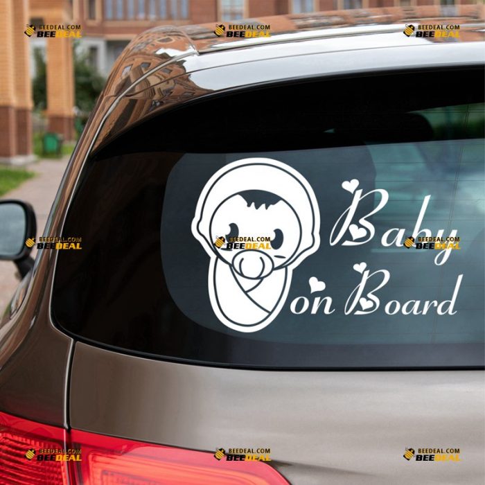 Baby On Board Sticker Decal Vinyl, Kid In Car, With Pacifier – For Car Truck Bumper Window – Custom, Choose Size Color – Die Cut No Background 63031656