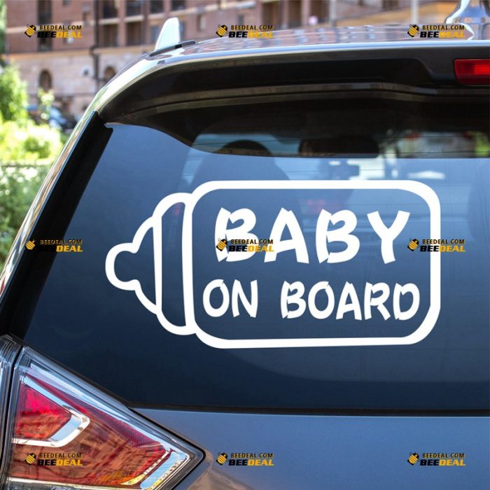 Baby On Board Sticker Decal Vinyl, Kid In Car, Feeding Bottle – For Car Truck Bumper Window – Custom, Choose Size Color – Die Cut No Background 63031601