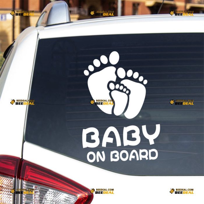 Baby On Board Sticker Decal Vinyl, Kid In Car, Family Footprints – For Car Truck Bumper Window – Custom, Choose Size Color – Die Cut No Background 63031603