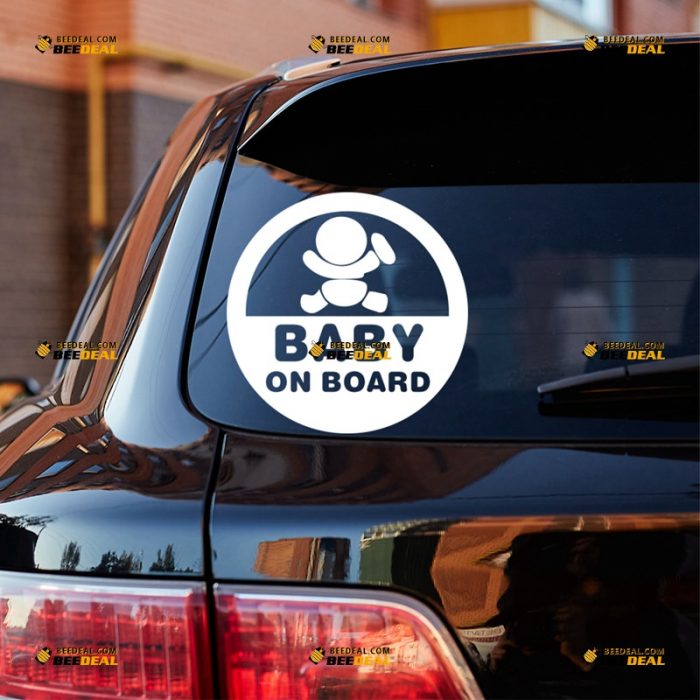 Baby On Board Sticker Decal Vinyl, Kid In Car, Round – For Car Truck Bumper Window – Custom, Choose Size Color – Die Cut No Background 7131442