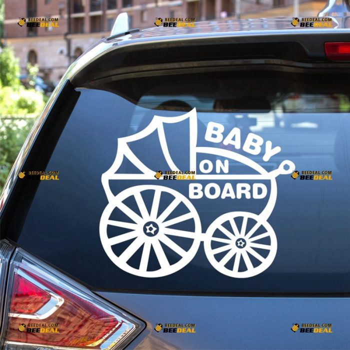 Baby On Board Sticker Decal Vinyl, Kid In Car, Stroller Design – For Car Truck Bumper Window – Custom, Choose Size Color – Die Cut No Background 63031614