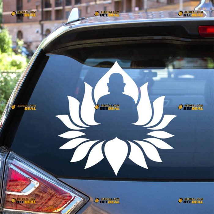 Buddha Sticker Decal Vinyl, Lotus of Buddhism, Yoga, Meditation – For Car Truck Bumper Bike Laptop – Custom, Choose Size Color – Die Cut No Background 62931908