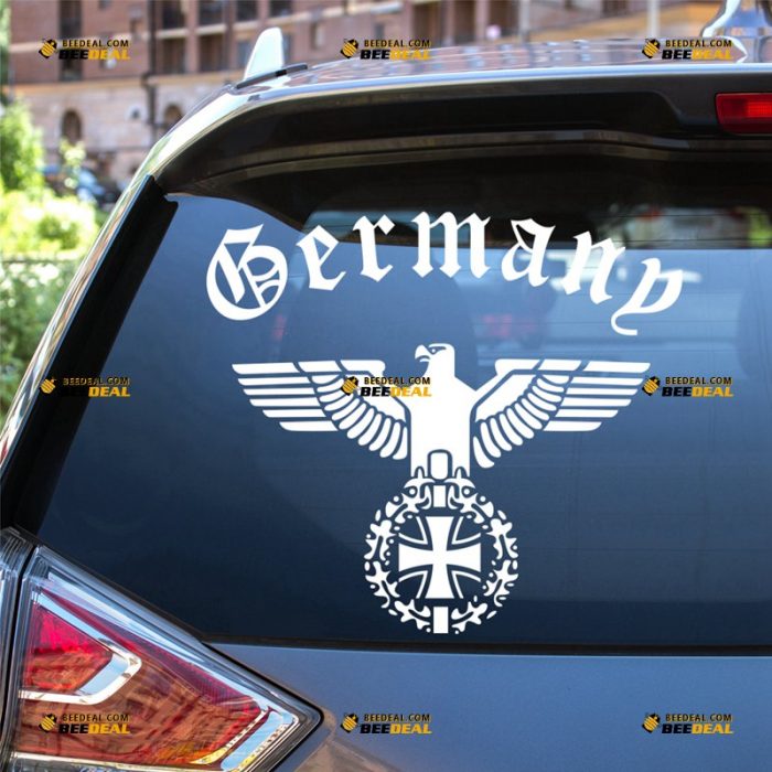 Reichsadler Sticker Decal Vinyl, German Imperial Eagle, Iron Cross, Eisernes Kreuz, Heraldic Eagle – For Car Truck Bumper Bike Laptop – Custom, Choose Size Color – Die Cut No Background 7131408