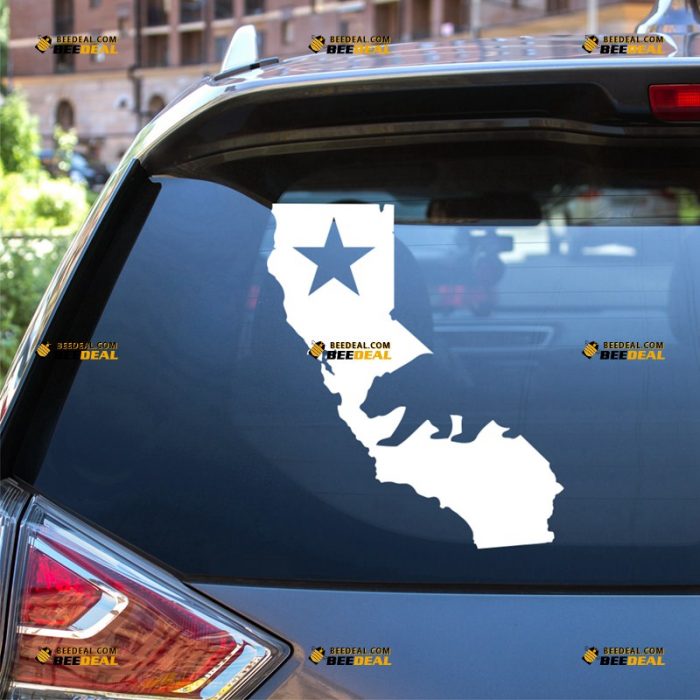 California Sticker Decal Vinyl, Map Outline, Cali State Bear Flag – For Car Truck Bumper Bike Laptop – Custom, Choose Size Color – Die Cut No Background 7232023