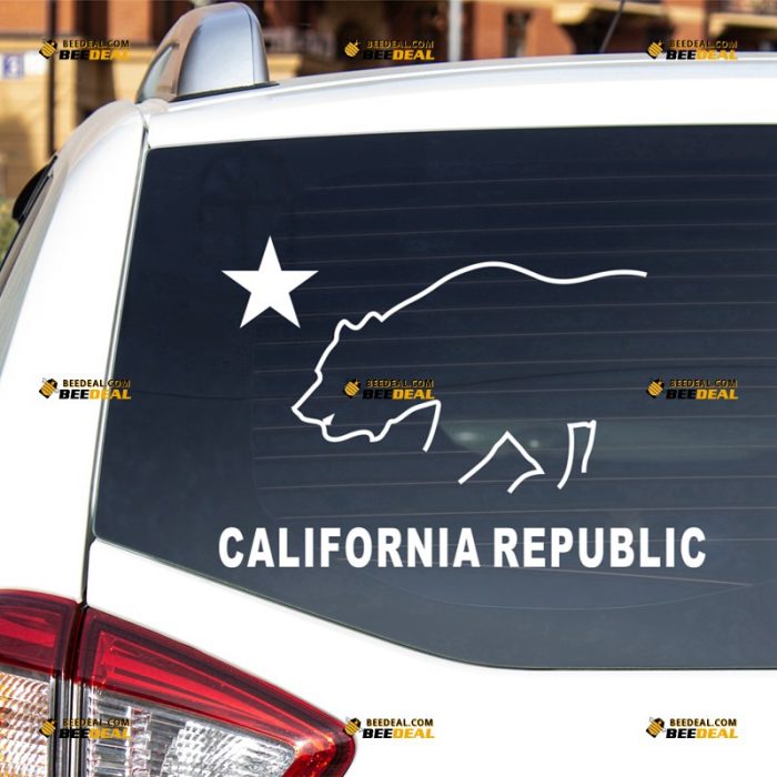 California Sticker Decal Vinyl, Cali Republic State Flag – For Car Truck Bumper Bike Laptop – Custom, Choose Size Color – Die Cut No Background 7231912