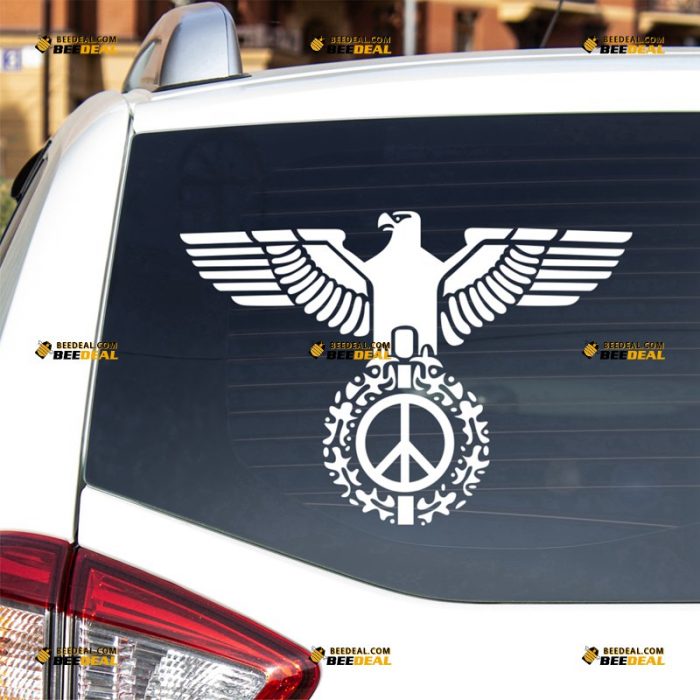 Reichsadler Sticker Decal Vinyl, German Imperial Eagle, Peace Symbol Sign, Heraldic Eagle – For Car Truck Bumper Bike Laptop – Custom, Choose Size Color – Die Cut No Background 7131409