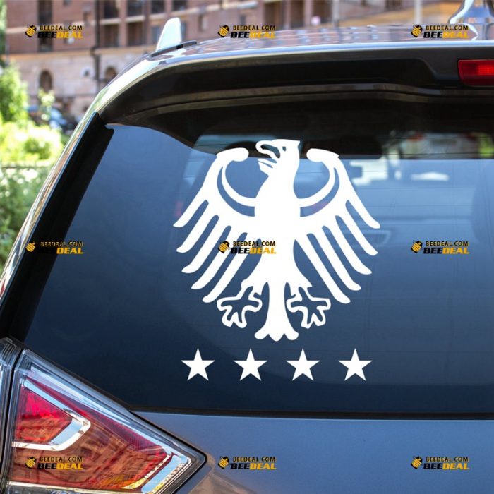 Germany Sticker Decal Vinyl, 4 Stars World Champions, Bundesadler, Federal Eagle Variant, Deutschland – For Car Truck Bumper Bike Laptop – Custom, Choose Size Color – Die Cut No Background 7231553