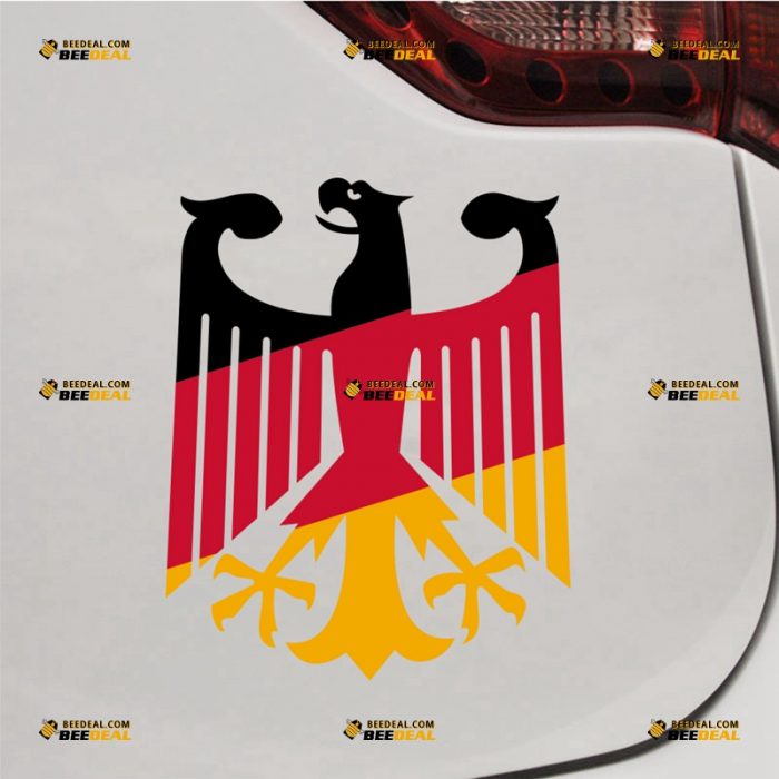 German Eagle Sticker Decal Vinyl, Bundesadler, Coat of Arms of Deutschland Germany, Flag Tricolor Outline – For Car Truck Bumper Bike Laptop – Custom, Choose Size – Die Cut No Background 7231612