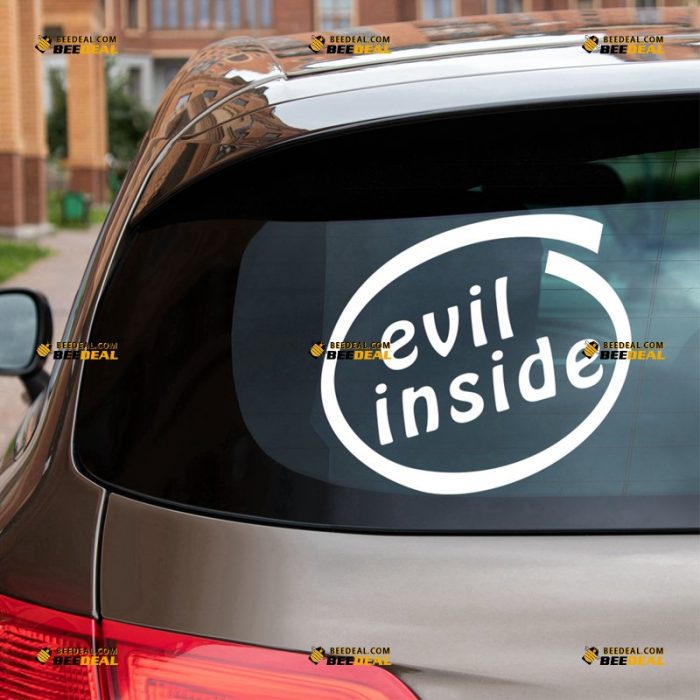 Evil Inside Sticker Decal Vinyl, Circle Design Funny – For Car Truck Bumper Window – Custom, Choose Size Color – Die Cut No Background