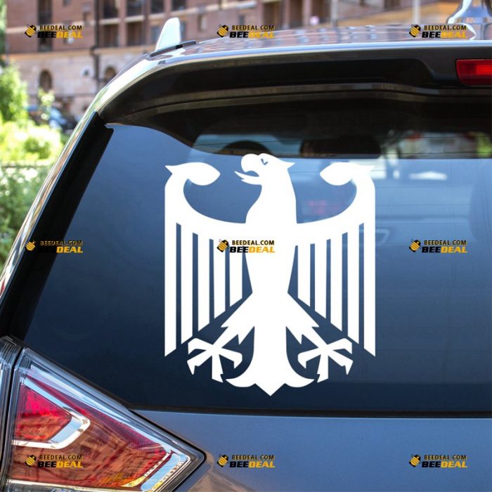 German Eagle Sticker Decal Vinyl, Bundesadler, Coat of Arms of Deutschland Germany, Single Color Outline – For Car Truck Bumper Bike Laptop – Custom, Choose Size Color – Die Cut No Background 7231610