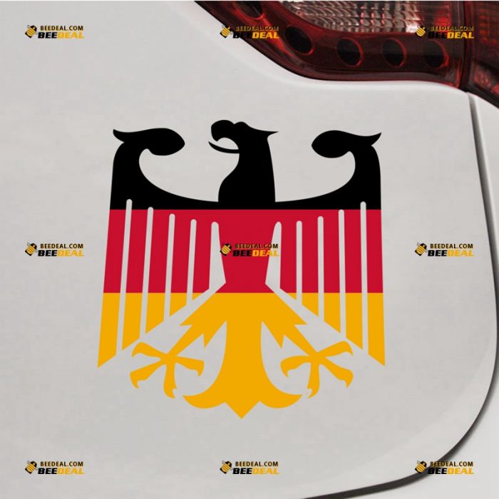 German Eagle Sticker Decal Vinyl, Bundesadler, Coat of Arms of Deutschland Germany, Flag Tricolor Outline – For Car Truck Bumper Bike Laptop – Custom, Choose Size – Die Cut No Background 7231611